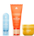 Daily soothing spray, grooming exfoliator scrub, and ingrown hair eliminator pads in colorful skincare packaging.