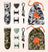 Cordless electric hair clippers with comb attachments, USB chargers, and camouflage drawstring storage bags in black-gray and green-brown patterns.