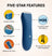 Blue electric hair trimmer with ceramic blade, no-nick guard, waterproof tech, 2 guide combs, 90-minute rechargeable battery.