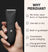 Hand holding black electric trimmer with razor, wet/dry use, guide light, quick charging, and multi-length guard features.