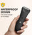 Hand holding black waterproof electric hair trimmer with water droplets, suitable for shower and travel use