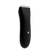Sleek black rechargeable electric hair clipper with ergonomic design, power button, and stainless steel blades for precise cutting.