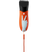 Cordless electric hair clipper with black blade, orange body, hand peace sign graphic, and wrist strap for grooming.