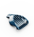 Blue plastic hair clipper guard attachment with evenly spaced comb teeth on a white background