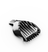 Black plastic hair clipper guard attachment with comb teeth on a light gray background, grooming accessory
