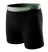 Black boxer briefs with a green waistband featuring the Meridian brand name.