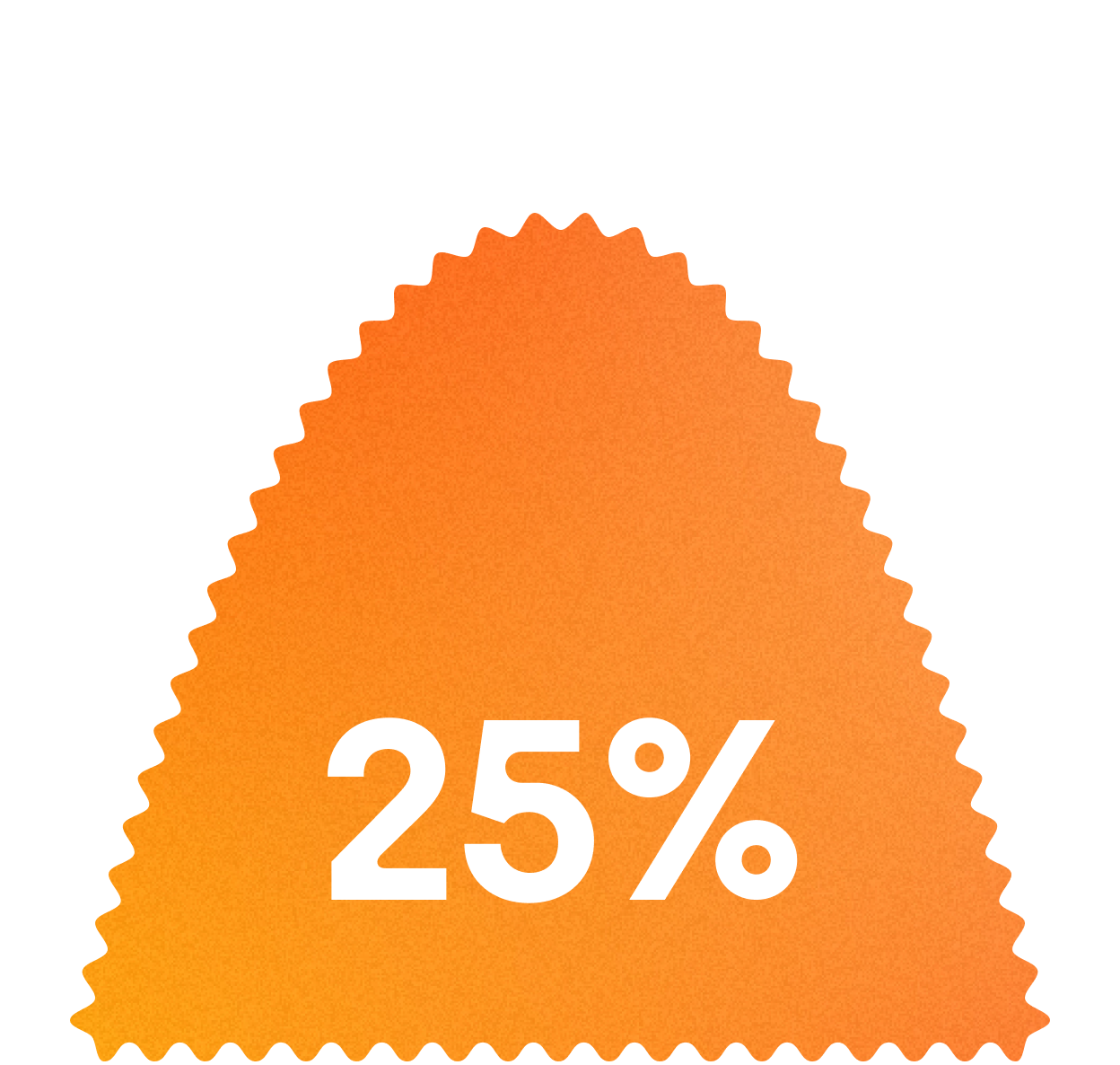 Orange gradient badge with white text showing "25%" discount, ideal for sales, promotions, and marketing campaigns.