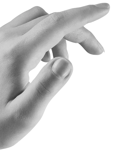 Hand with natural nails and smooth skin, isolated on transparent background, ideal for skincare or beauty content.