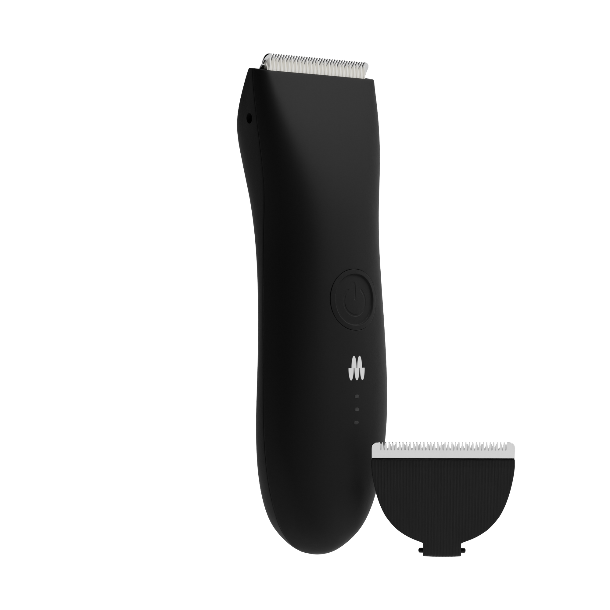 Black cordless electric hair clipper with ergonomic design and detachable blade for grooming and styling.