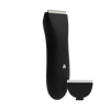 Black cordless hair trimmer with ergonomic design and detachable precision cutting head for grooming and styling.