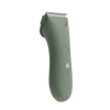 Cordless electric hair clipper in matte green with ergonomic design and adjustable blade for precise haircutting.