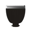 Black metal replacement clipper blade with fine teeth for hair trimmers, suitable for grooming and precision cutting.