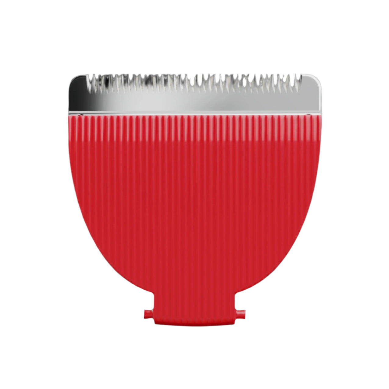 Red and silver hair clipper head on a white background