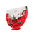 Red and white trimmer blade on a white background