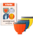 Meridian replacement clipper blades in orange, blue, and yellow with package showing body grooming illustrations.