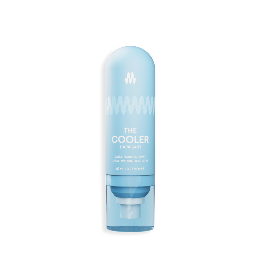 Light blue deodorant stick labeled "The Cooler" with white text, deodorant product for long-lasting freshness and odor protection.