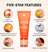 Exfoliating scrub tube with built-in scrubber head, pH balanced for pubic area, prevents ingrown hairs, dermatologist tested, vegan and cruelty-free.