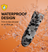 Waterproof black and gray camo trim grooming tool submerged in water splash on orange background with waterproof design text.