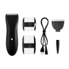 Electric hair clipper set with adjustable guards, USB charging cable, precision trimmer attachment, and cleaning brush for grooming.
