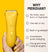 Yellow electric trimmer held by hand with tattoos and matching yellow nail art, highlighting features: no nicks, wet/dry use, built-in light.