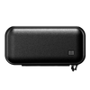 Black textured rectangular travel case for grooming and skincare products with a zip closure.