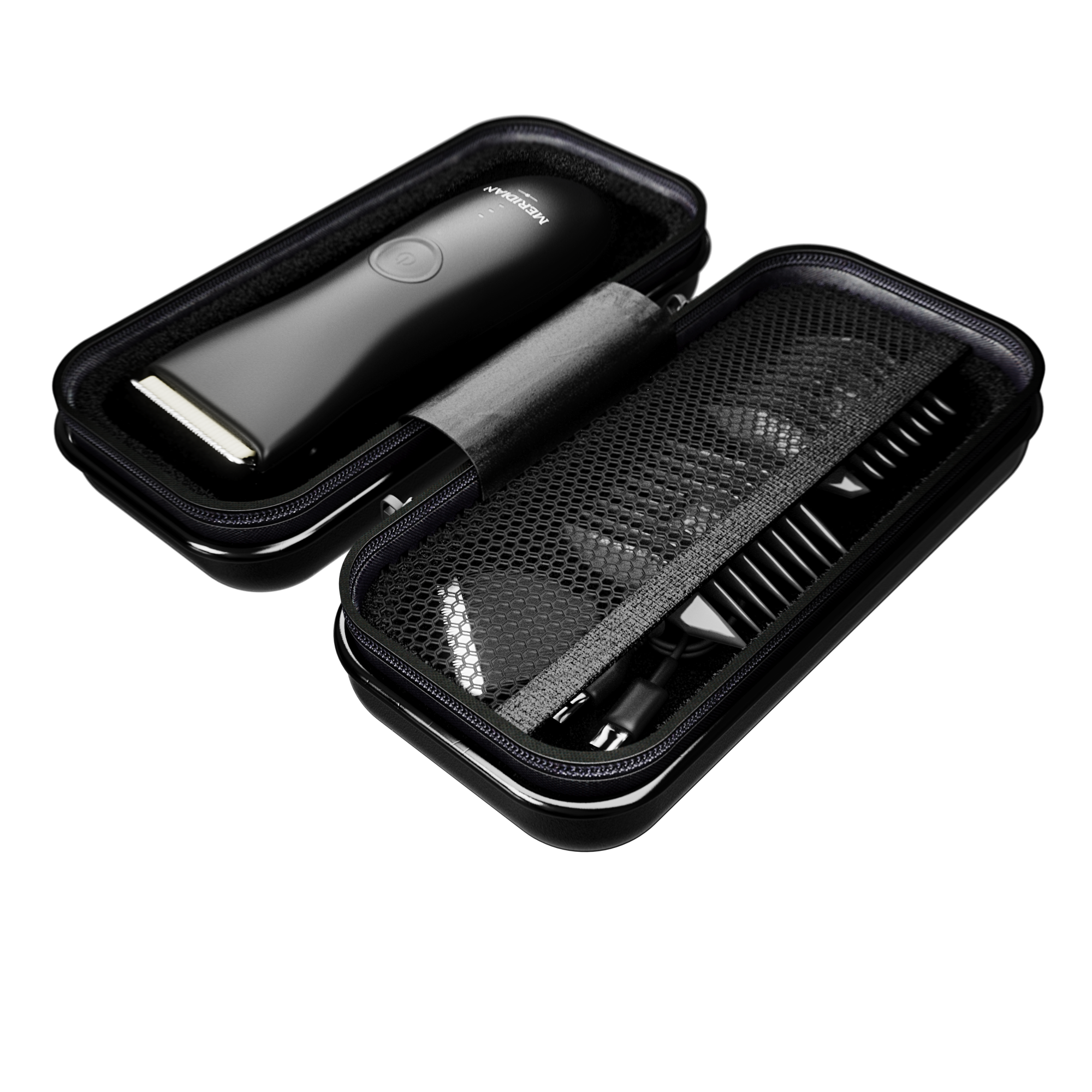 Travel case opened with the trimmer inside